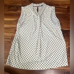 Tommy Hilfiger Sleeveless Polka Dot Knot Neck Knit Blouse L